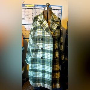 NVLT From Nordstrom - Double Breasted Plaid Coat - Green, XL/TG. PTP-24”